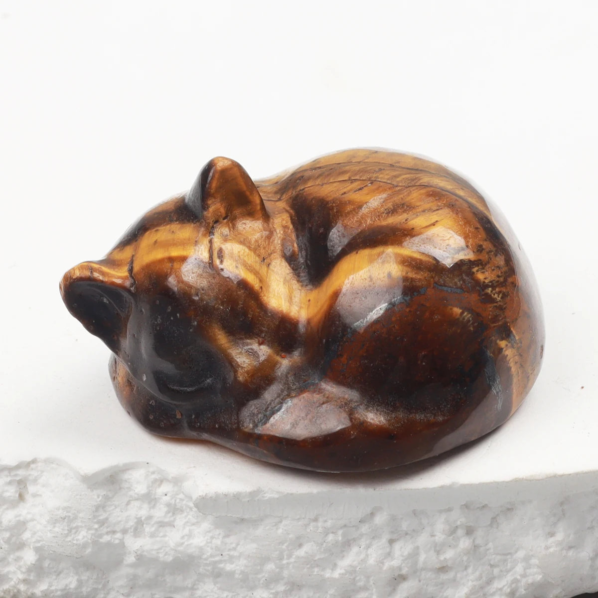 Carved Crystal Cat Figurine – Natural Stone Animal Statue for Home Decor