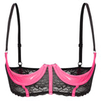 Wetlook Leather Push Up Bralette – Underwire Lace Lingerie for Sexy Cosplay