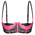 Wetlook Leather Push Up Bralette – Underwire Lace Lingerie for Sexy Cosplay