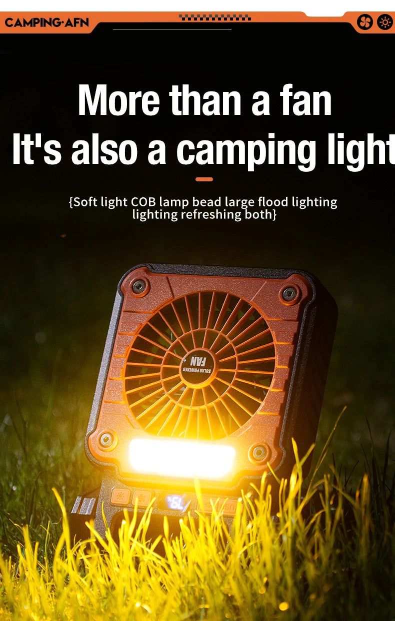 Portable LED Camping Fan – Solar USB Powered for Outdoor Tents