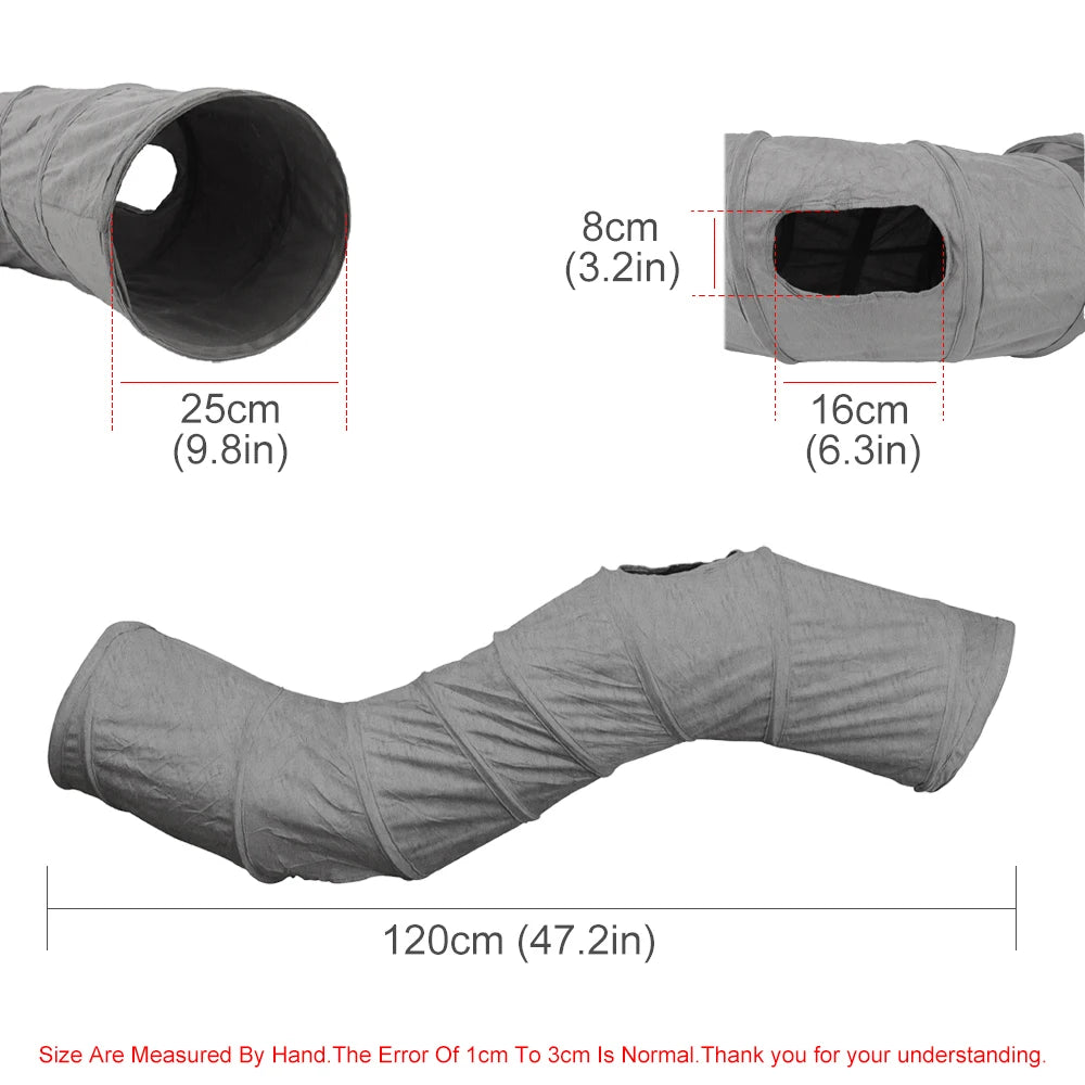 Foldable 3-Way Cat Tunnel – Collapsible Pet Play Tube for Kitten Exercise