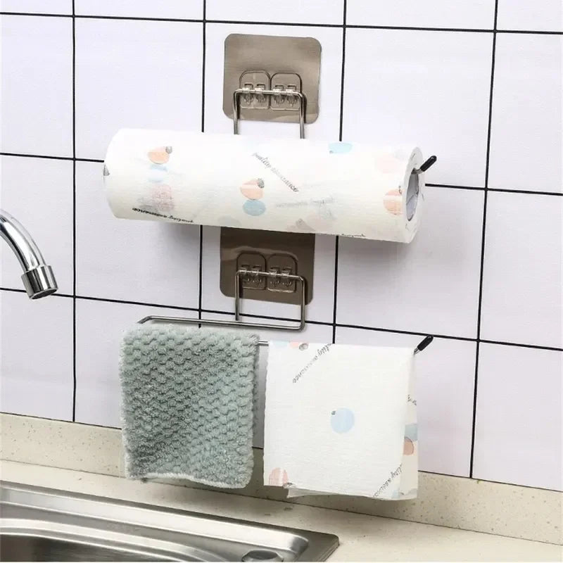 Adhesive Paper Towel Holder – Wall Mounted Rack for Kitchen Storage