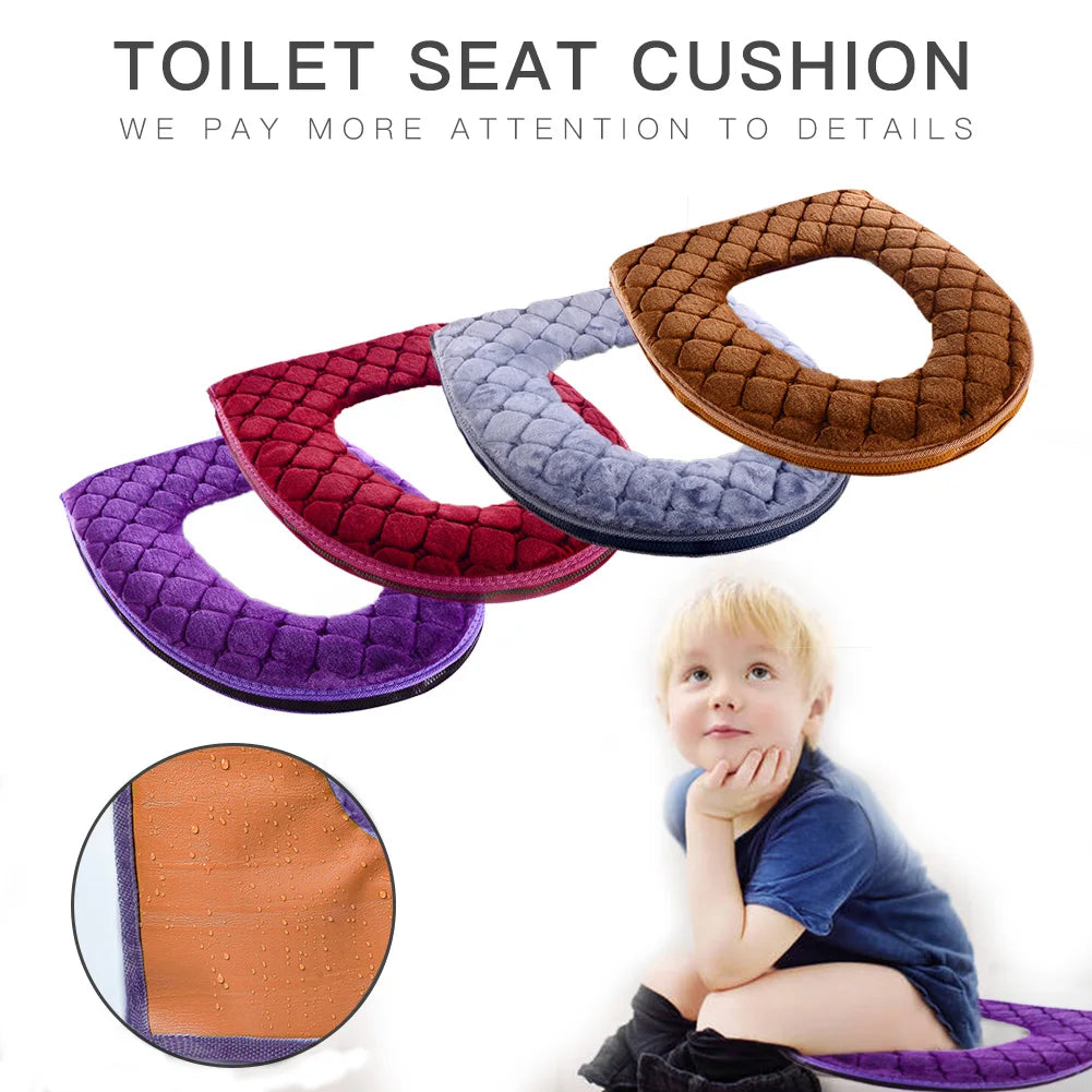 Plush Toilet Seat Cover – Soft Warm O-Shaped Cushion for Winter Bathroom