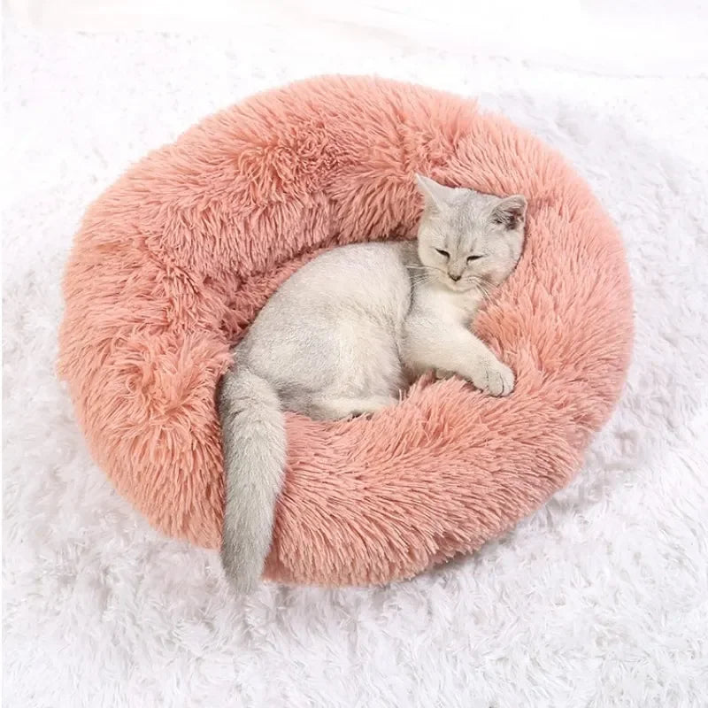 Round Plush Pet Bed – Soft Warm Sleeping Mat for Large Dogs and Cats