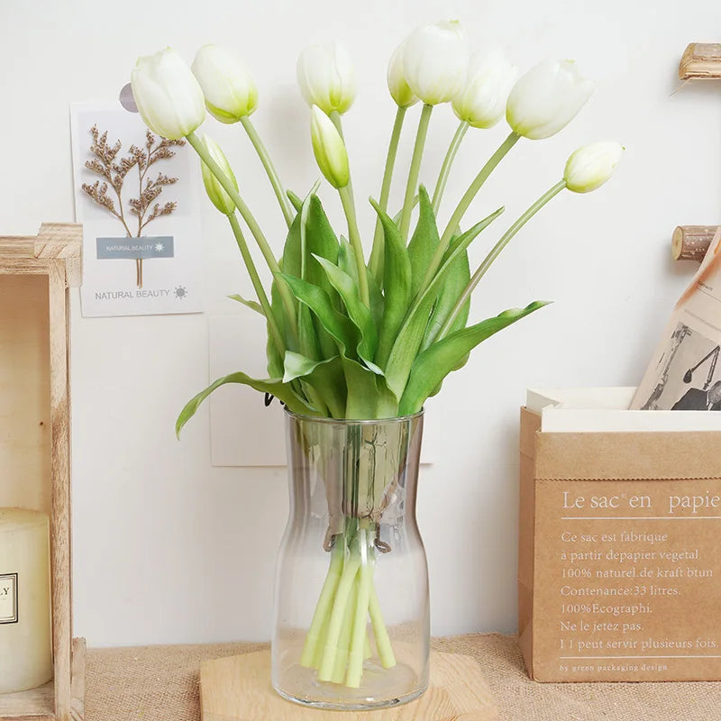Silicone Real Touch Tulip Bouquet – Artificial Five-Head Flower for Home Decor