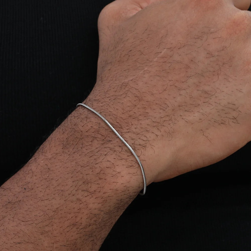 Stainless Steel Square Snake Chain Bracelet – Trendy Hip-Hop Jewelry for Men and Women