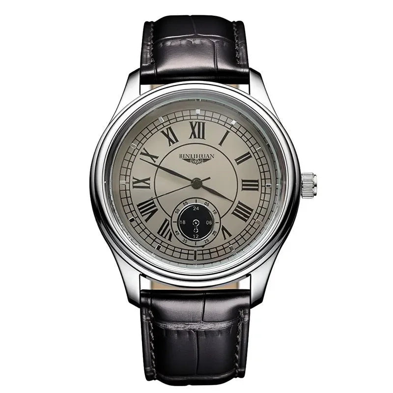 Luxury Leather Quartz Wristwatch – Waterproof Business Accessory for Men