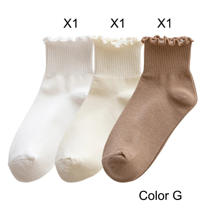 Ruffled Ankle Socks – Breathable Japanese Style Kawaii Hosiery for Women