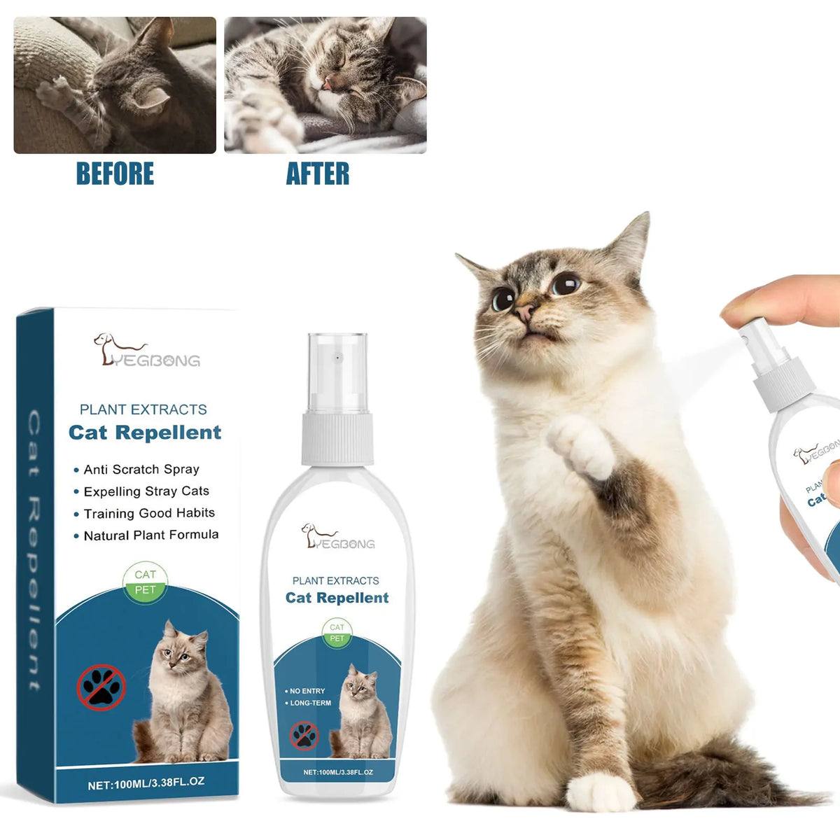 Indoor Cat Repellent Spray – Natural Deterrent for Protecting Home Furniture