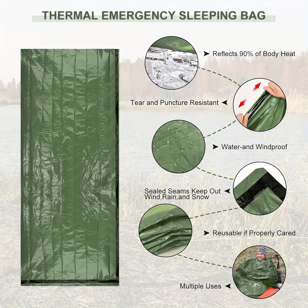 Emergency Thermal Sleeping Bag – Waterproof Mylar Sack for Outdoor Survival