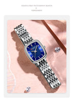 Gold Stainless Steel Quartz Watch – Elegant Square Dial for Business Fashion