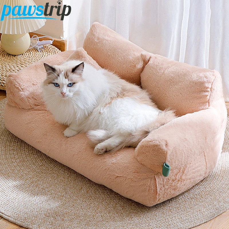 Plush Cat Bed Sofa – Warm Winter Nest for Small Dogs and Cats