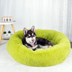 Plush Donut Dog Bed – Large Round Fluffy Kennel for Winter Pet Comfort
