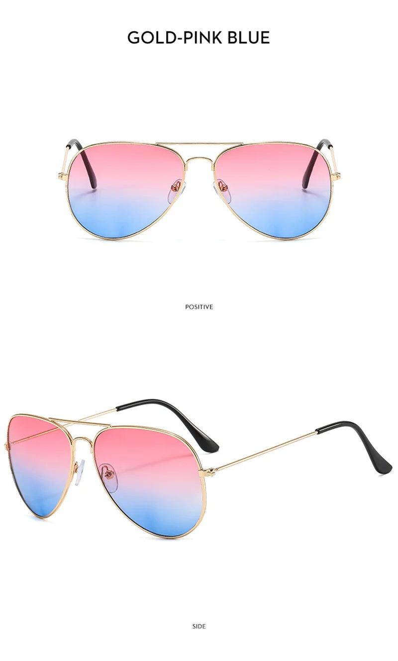 Double Bridge Aviator Sunglasses – Alloy Frame Gradient Lenses for Unisex Fashion