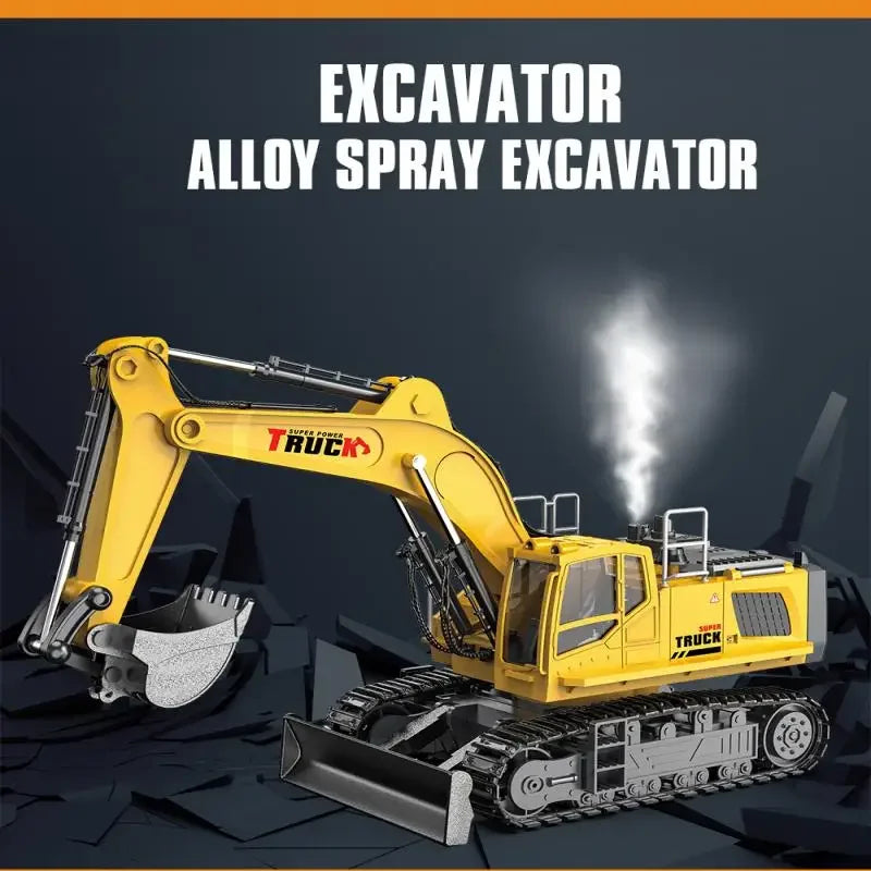 Alloy RC Excavator Toy – 2.4G Remote Control Engineering Truck for Kids