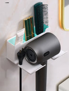 Bathroom Wall Organizer – Hair Dryer Holder with Storage Baskets for Vanity