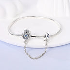 925 Sterling Silver Charm Bracelet – Adjustable Green Zircon for Birthday Gifts