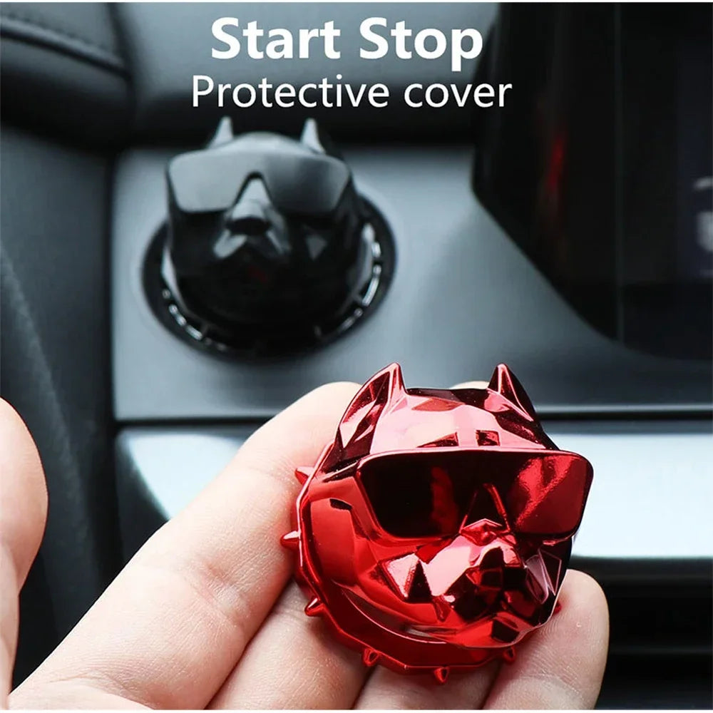 Metal Bully Dog Ignition Cover – Decorative Engine Start Button Trim for Cars