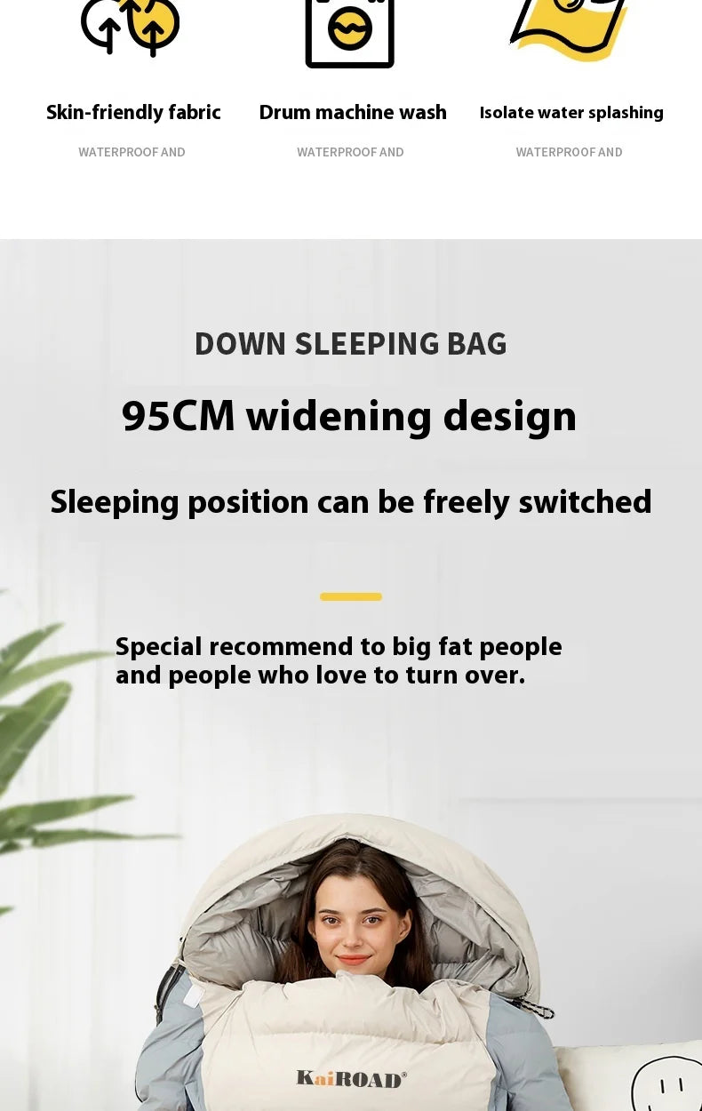 Stretchable Down Sleeping Bag – Ultralight Machine Washable for Camping