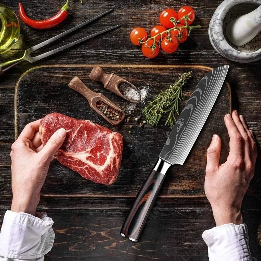 Hand Forged Japanese Chef Knife – Professional Kitchen Cleaver for Meat Cutting