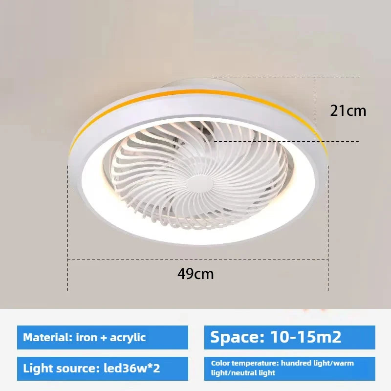 Enclosed Circular Ceiling Fan Light – Remote Controlled for Bedroom Living Room