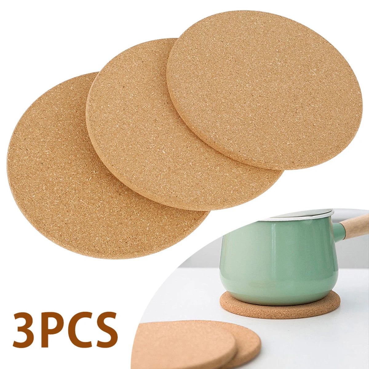 Round Cork Pot Holder – Heat Resistant Trivet Mat for Kitchen Worktop Protection