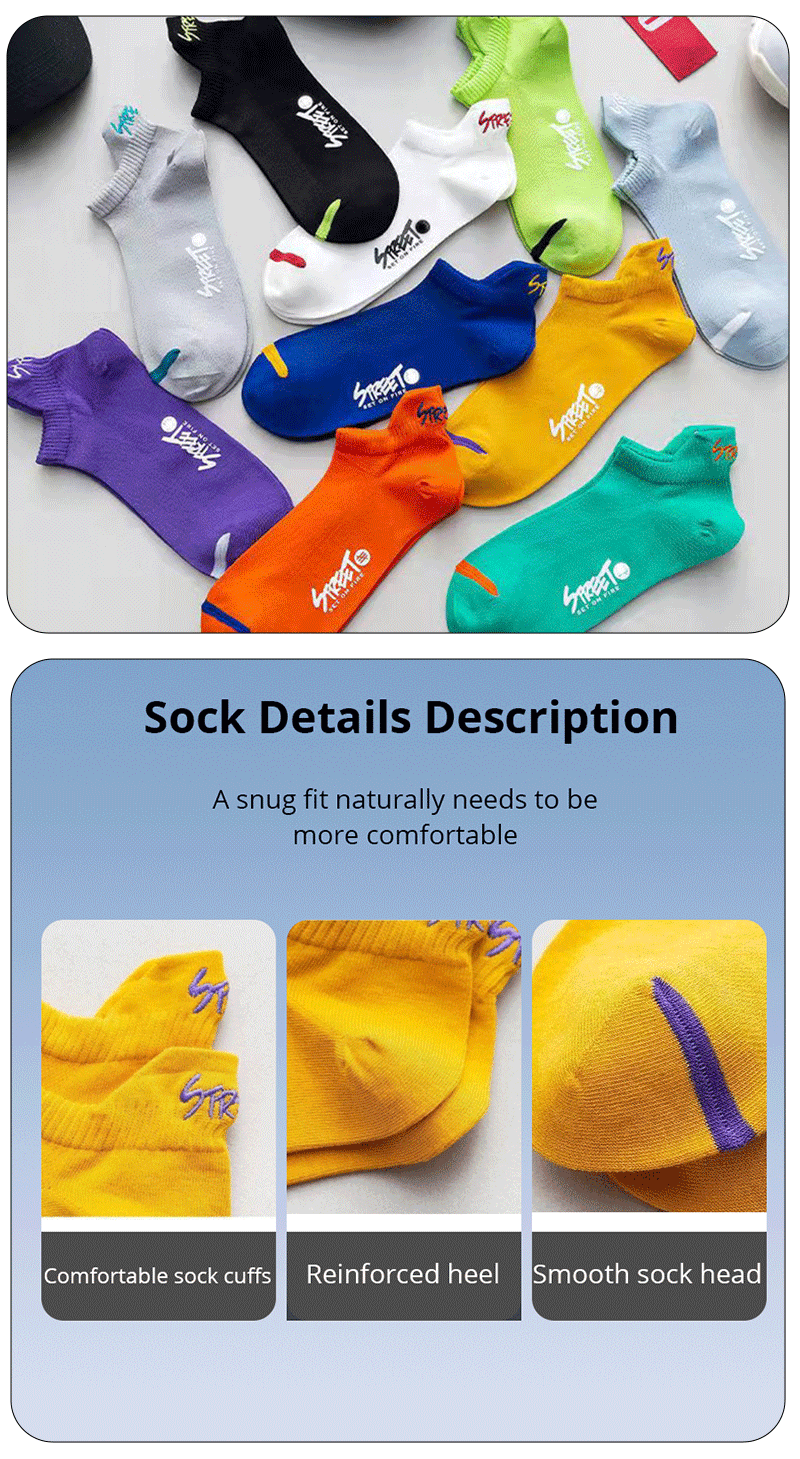 Breathable Ankle Socks – Colorful Invisible Sportswear for Men Running