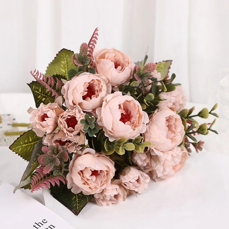 Artificial Peony Flower Bundle – Silk Floral Arrangement for Wedding Decor