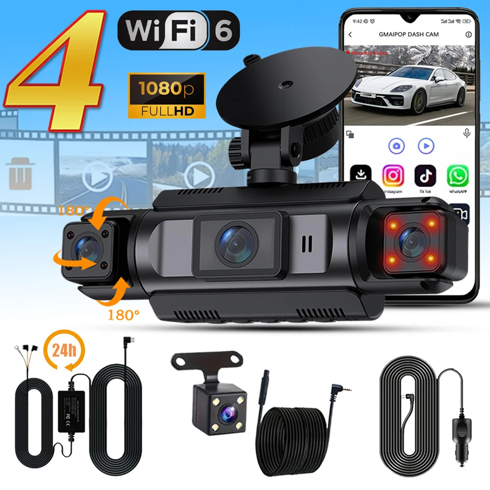 4 Channel Dash Cam – Full HD Night Vision Camera for Vehicle Security