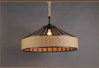 Industrial Hemp Rope Pendant Lamp – Antique Iron Chandelier for Dining Room
