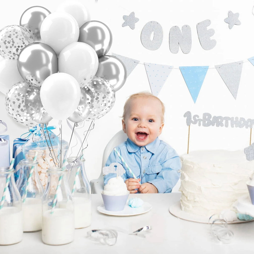 Metallic Pearl and Confetti Balloons – Decorative Latex Set for Party Events