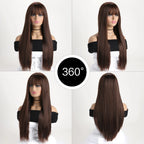 Long Straight Synthetic Wig – 26-Inch Colored Hair for Cosplay Halloween