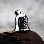 Vintage Jesus Cross Bell Pendant – Religious Biker Necklace for Men