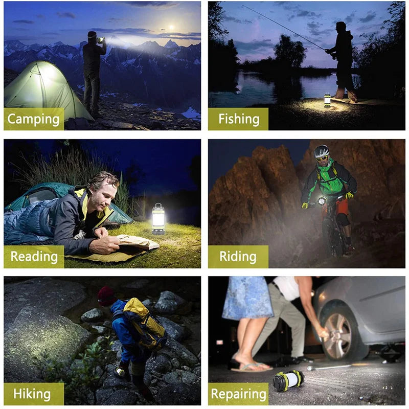 Rechargeable LED Camping Lantern – Waterproof Power Bank for Outdoor Hiking