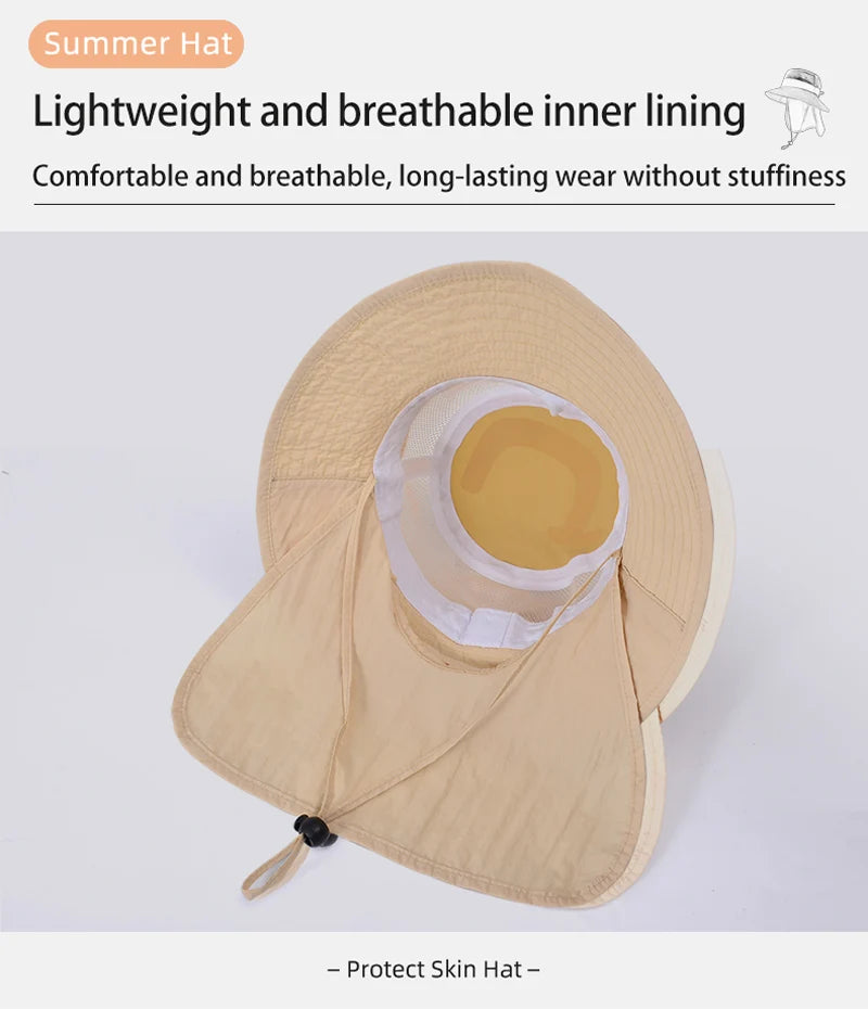 Kids Sunshade Fishing Hat – Breathable Wide Brim Shawl for Outdoor Summer