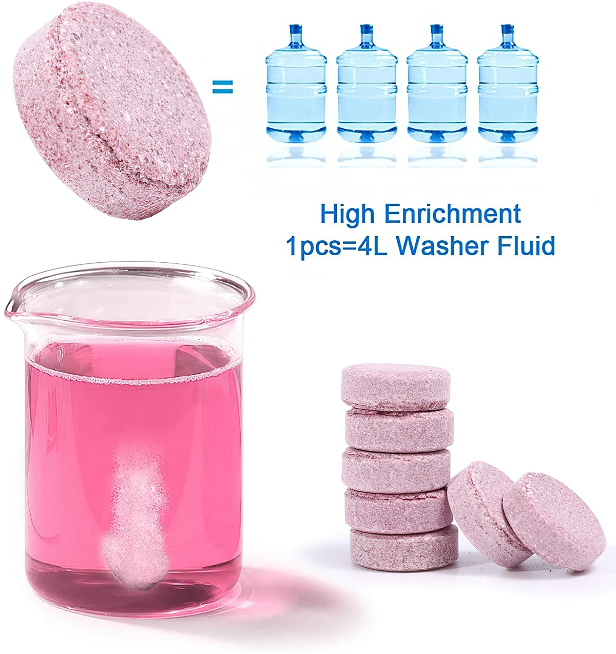 Effervescent Glass Cleaner Tablets – Concentrated Windshield Wash for Car Care