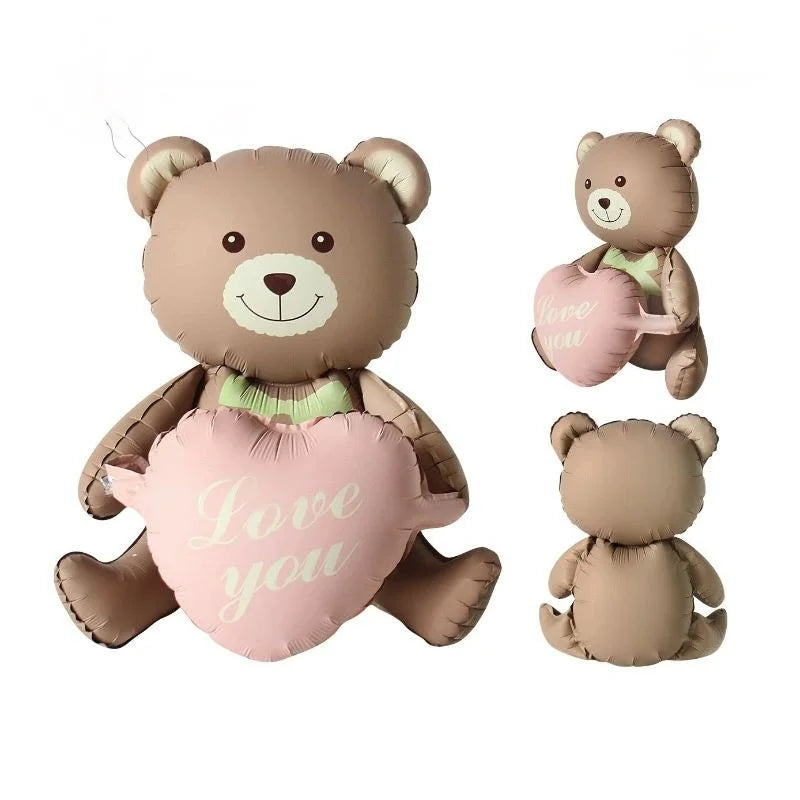 3D Matte Standing Bear Foil Balloons – Birthday Party Decoration for Baby Shower