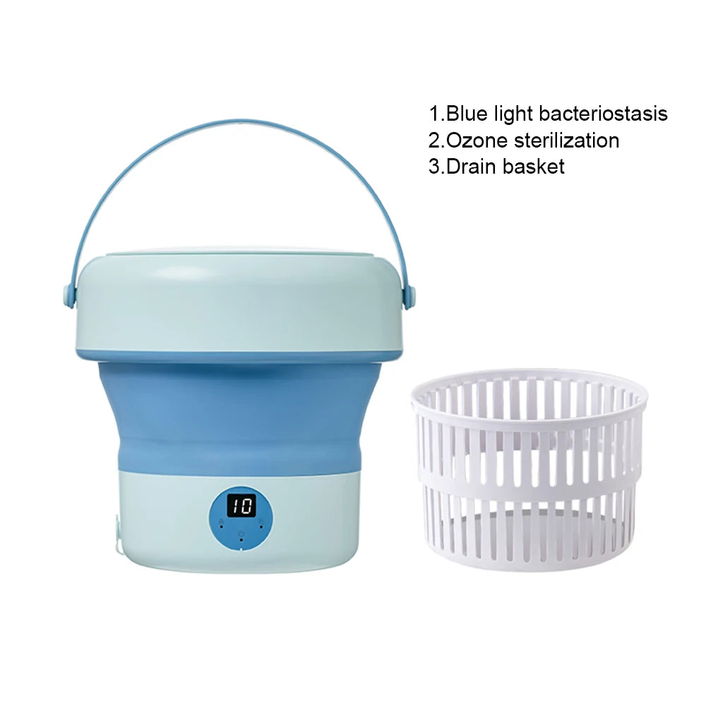Portable Folding Washing Machine – Ultrasonic Mini Washer for Travel and Home