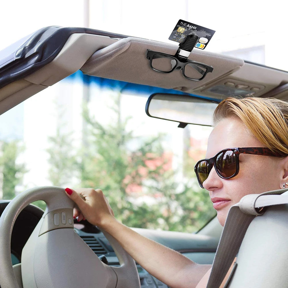 Car Sun Visor Glasses Holder – ABS Eyewear Clip for Vehicle Organization