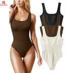 Ribbed Tummy Control Jumpsuit – Open Crotch Shapewear for Daily Compression