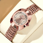 Oval Stainless Steel Women’s Watch – 34mm Gold Diamond Dress for Banquet
