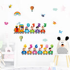 Cartoon Train Number Wall Decals – Removable PVC Stickers for Kids Nursery Room