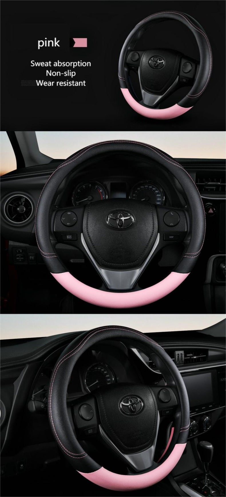 PU Leather Steering Wheel Cover – Non-Slip Grip for Universal Car Interior