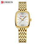 Gold Stainless Steel Quartz Watch – Elegant Square Dial for Business Fashion