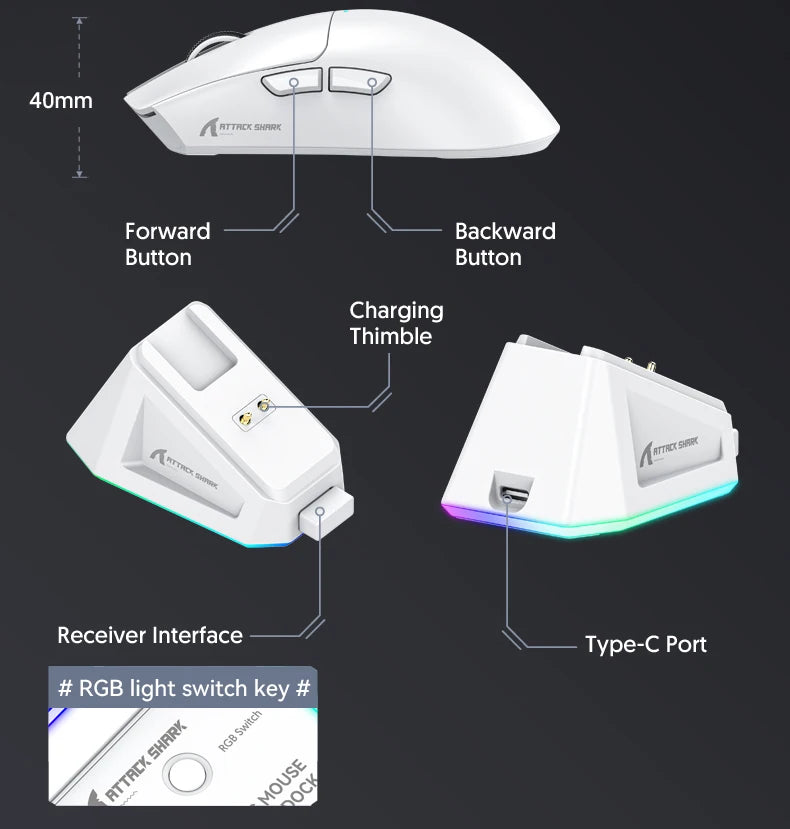 Wireless Gaming Mouse – PAW3311 RGB Optical Sensor for PC Esports