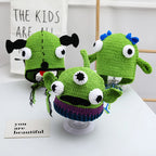 Knitted Monster Balaclava – Green Devil Hat for Halloween Cosplay Costume