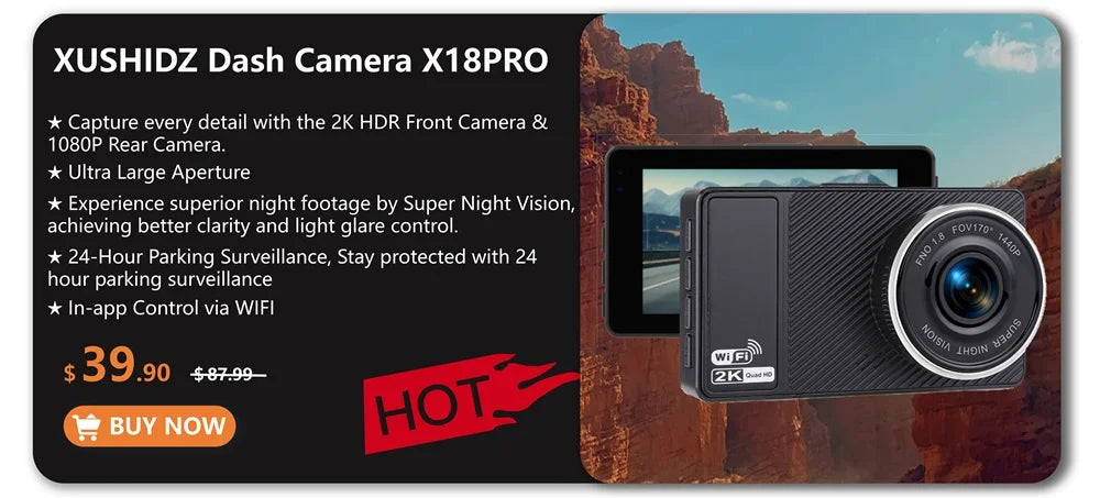 Dual Channel Dash Camera – Full HD 1080P Night Vision for Vehicle Security