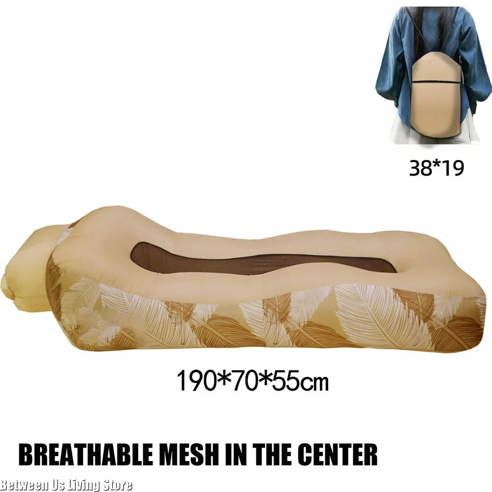 Inflatable Sofa Bed – Extra Wide Non-Roll Air Lounger for Beach and Garden