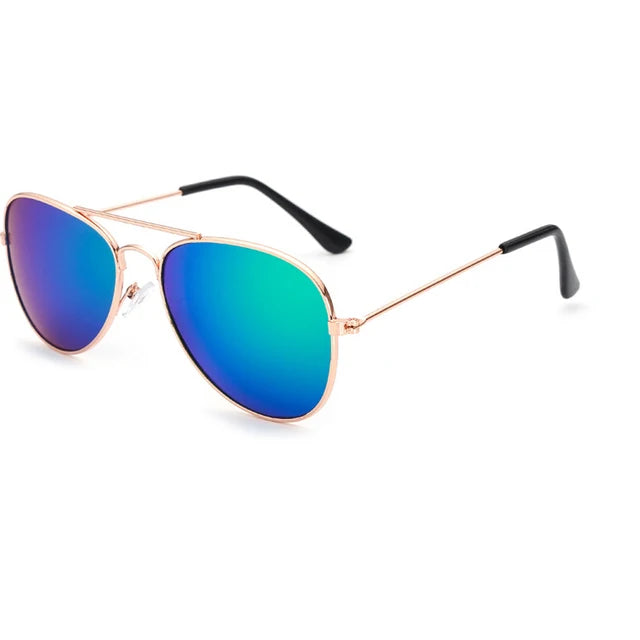 Kids Pilot Sunglasses – Reflective Metal Aviator Glasses for Boys and Girls