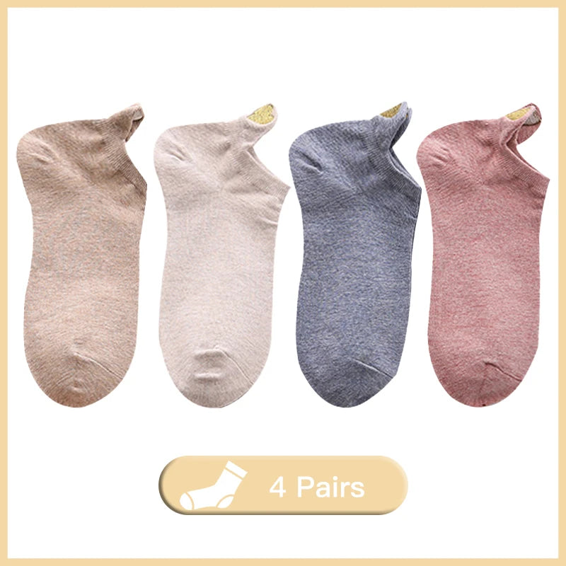 Embroidered Heart Ankle Socks – Cute Cotton Casual Footwear for Women